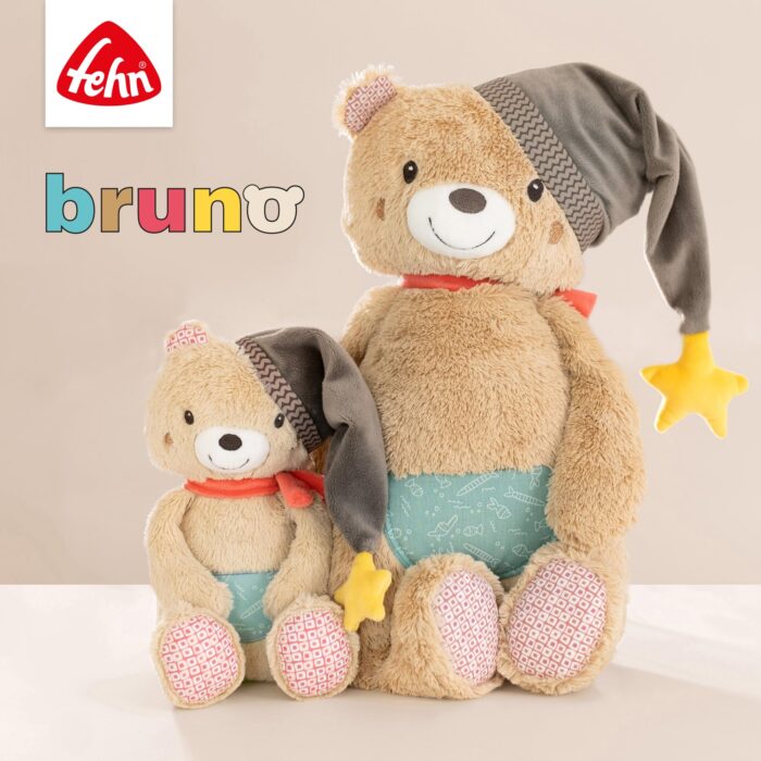 Fehn Kuscheltier Bär Bruno – Weicher Teddybär für Neugeborene als Einschlafhilfe - Stofftier zum Greifen, F – Bild 2