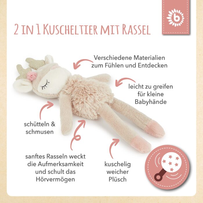 Bieco Kuscheltier Reh Ella mity Kuscheltier ab 0 Monate Stofftier Baby Plüschtier Reh rentier – Bild 6